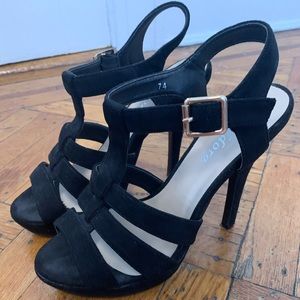 Black Open Toe Heels